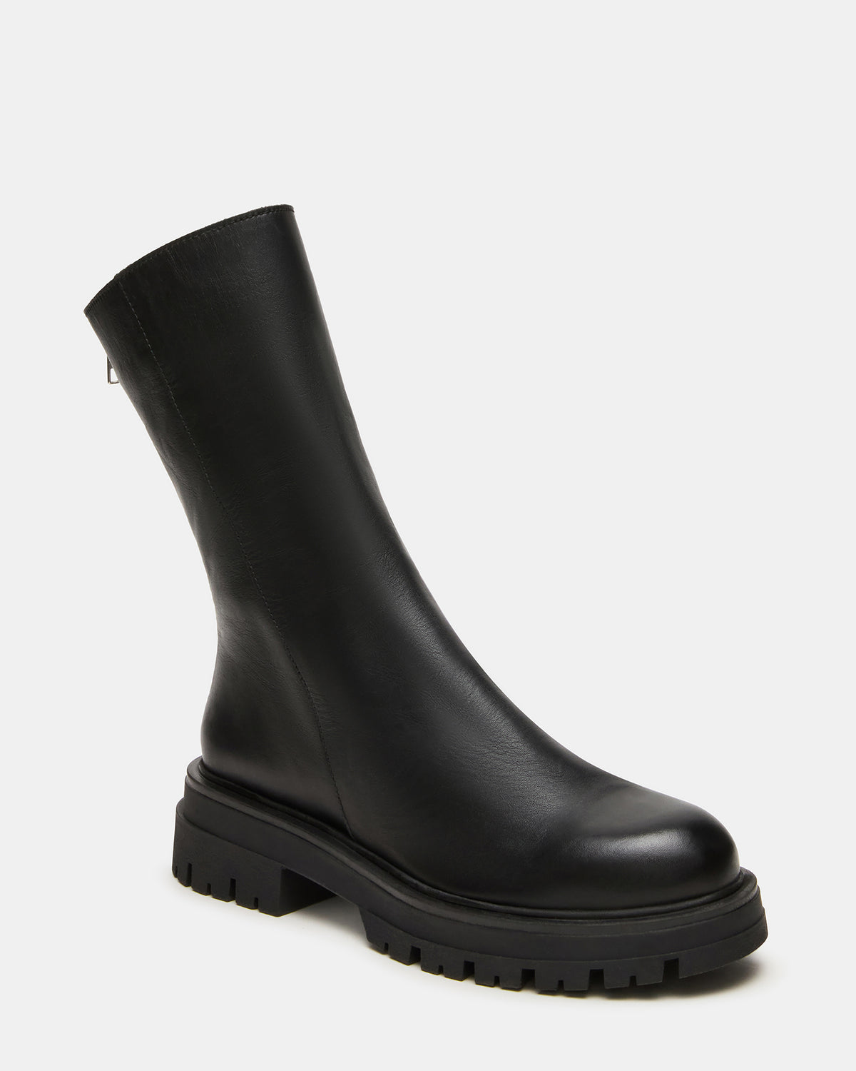 LAMI Black Leather Lug Sole Women's Ankle Boot