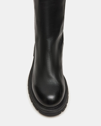 LAMI Black Leather Lug Sole Women's Ankle Boot