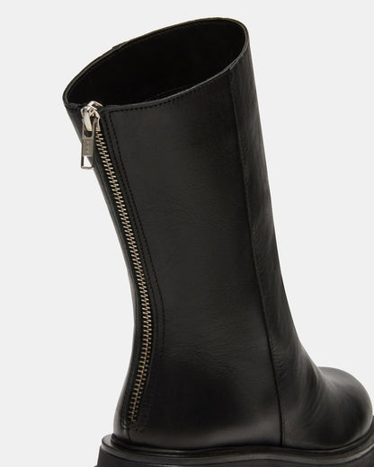 LAMI Black Leather Lug Sole Women's Ankle Boot