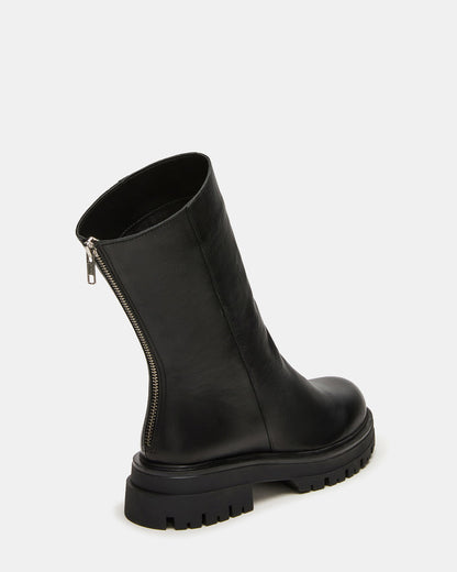 LAMI Black Leather Lug Sole Women's Ankle Boot