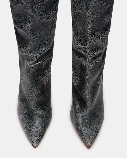 BADDIE Black Distressed Over-The-Knee Moto Women's Boot