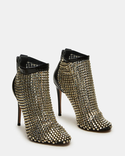 DANCIN Gold Multi Stiletto Heeled Mesh Rhinestone Women's Ankle Boot