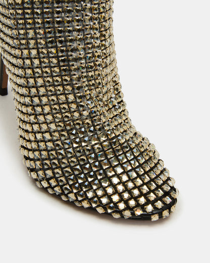 DANCIN Gold Multi Stiletto Heeled Mesh Rhinestone Women's Ankle Boot