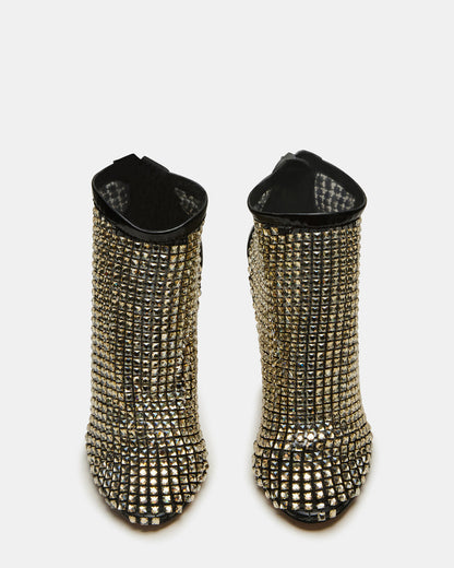 DANCIN Gold Multi Stiletto Heeled Mesh Rhinestone Women's Ankle Boot