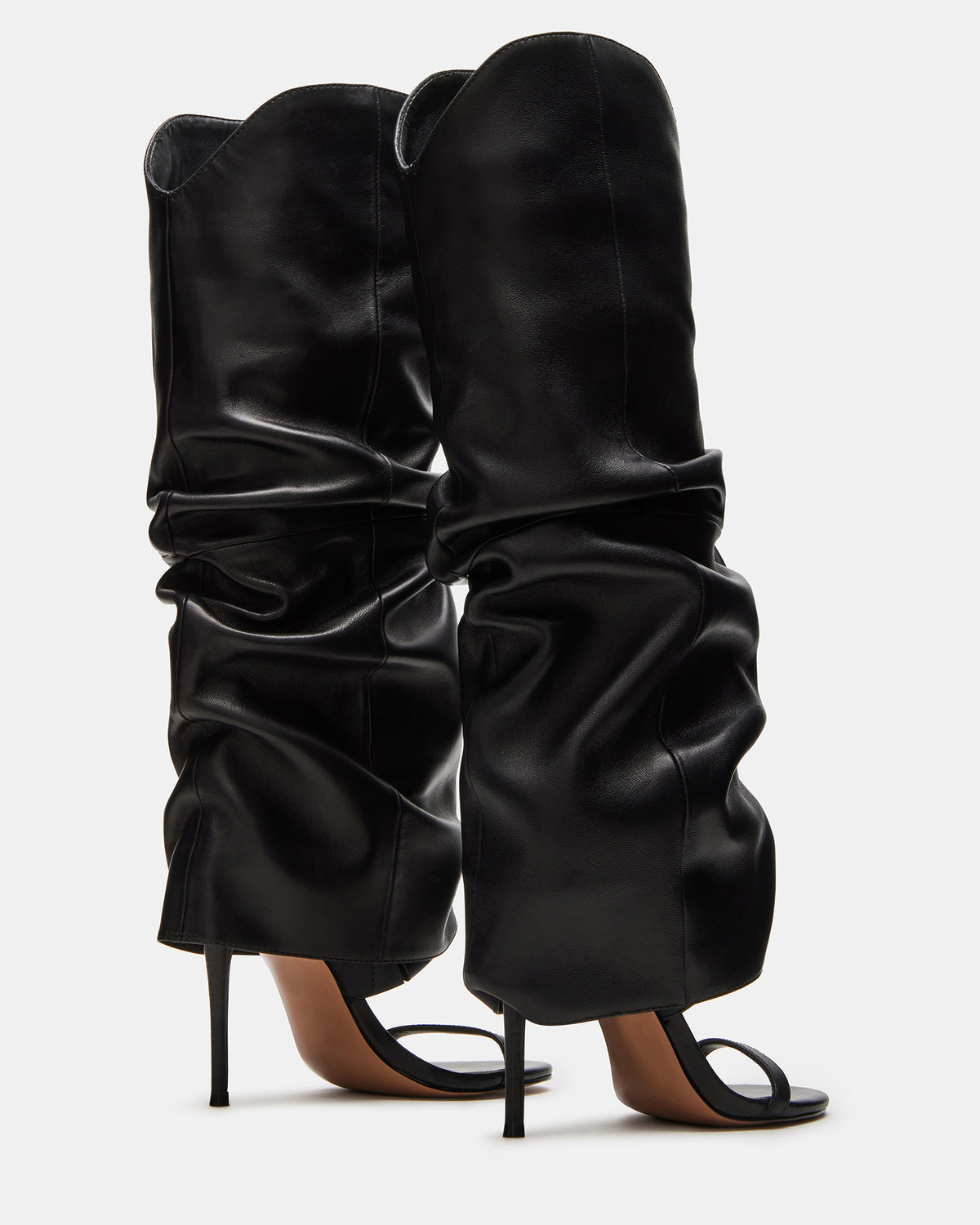 RAVINE Black Knee-High Cuffed Stiletto Heel Women's Boot