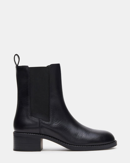 KAPLAN Black Leather Chelsea Block Heel Women's Ankle Boot