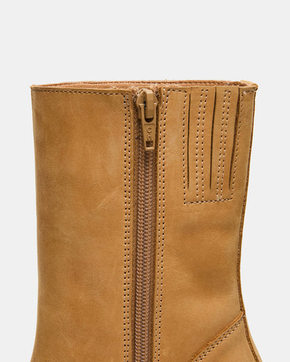 FUSION Banana Leather Square-Toe Block Heel Women's Ankle Boot