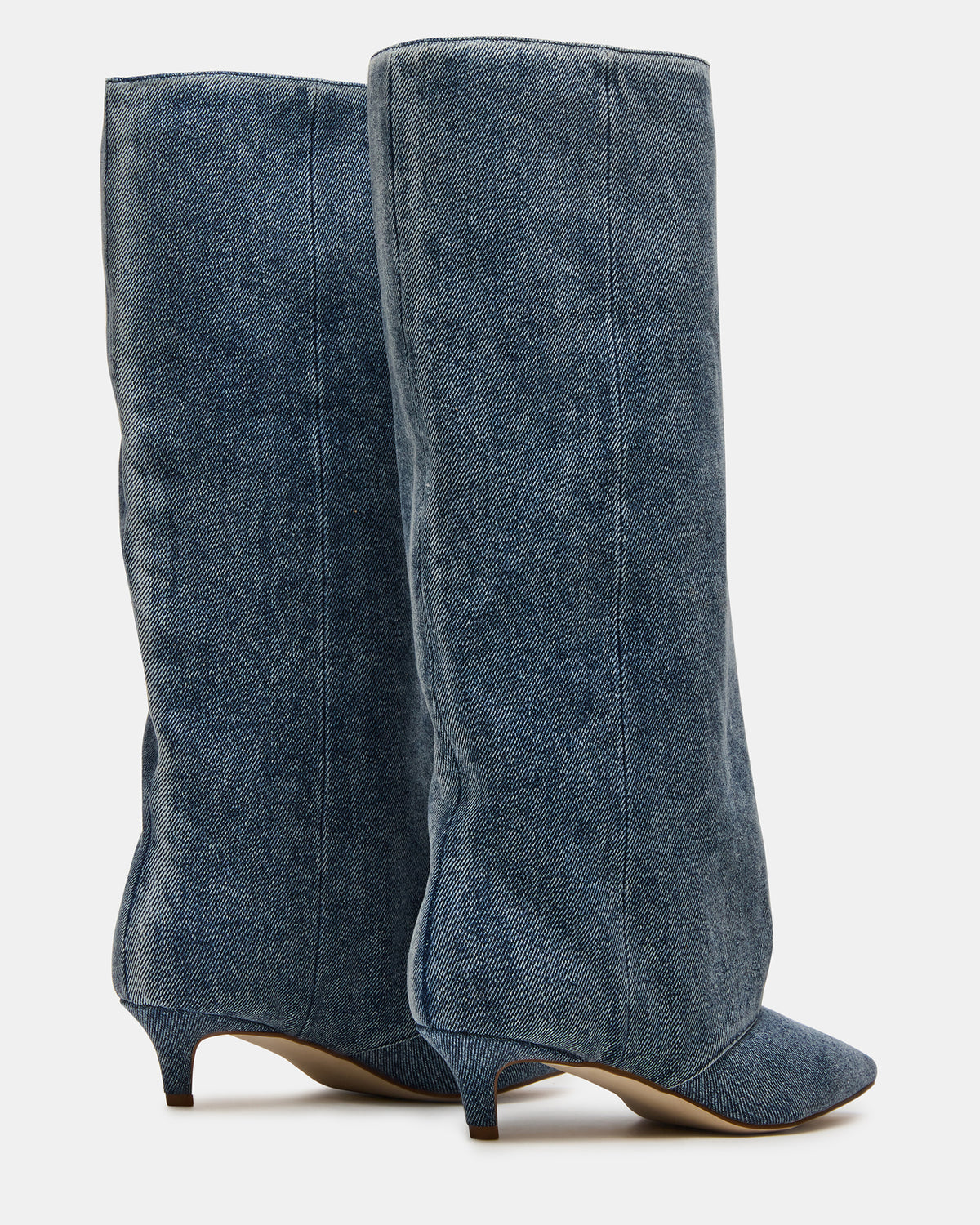 LUCA Denim Fabric Pointed-Toe Cuffed Kitten Heel Women's Boot