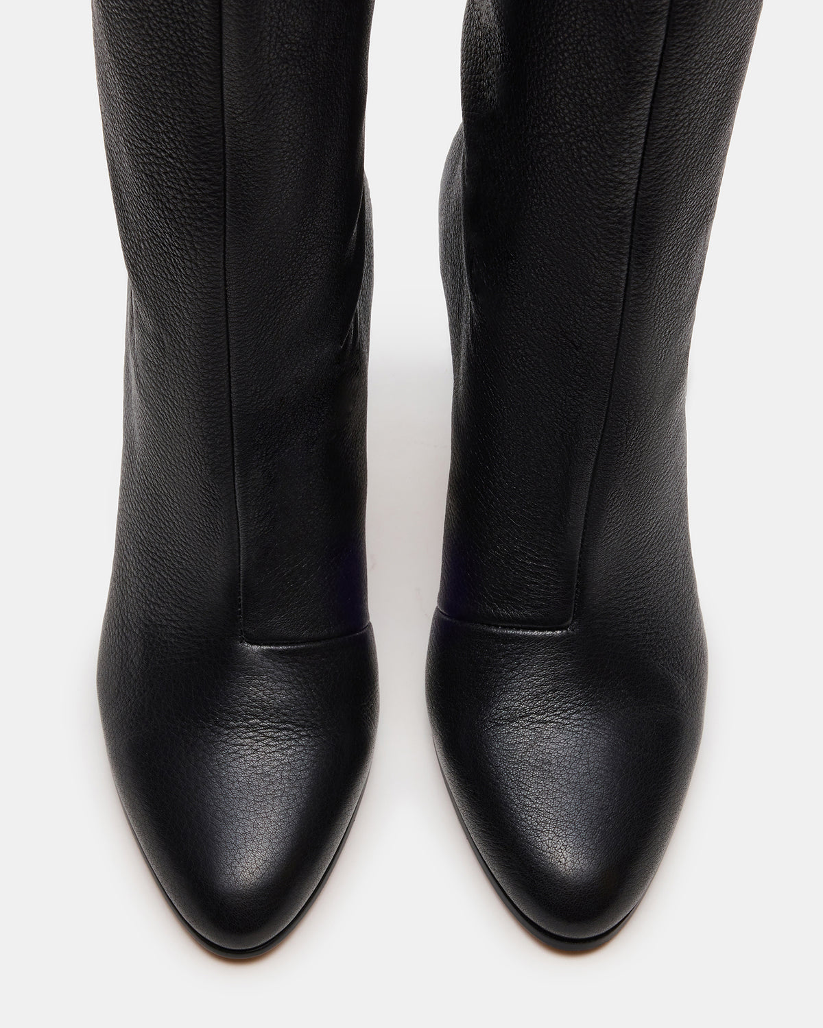 RIZK Black Leather Knee-High Rounded Toe Heeled Women's Boot