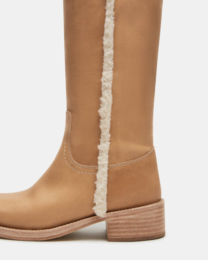 RIGGS Faux Fur Banana Leather Square-Toe Women's Boot