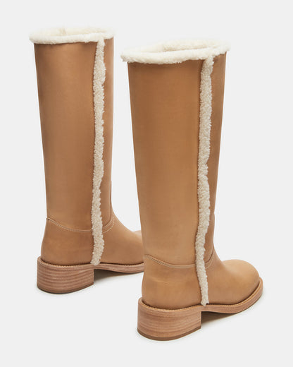 RIGGS Faux Fur Banana Leather Square-Toe Women's Boot