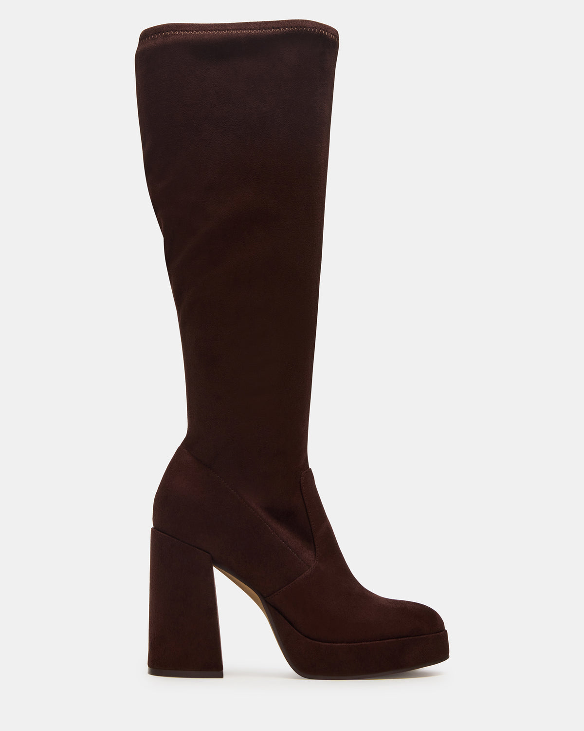 TWAIN Brown Wide Calf Knee-High Block Heel Women's Boot
