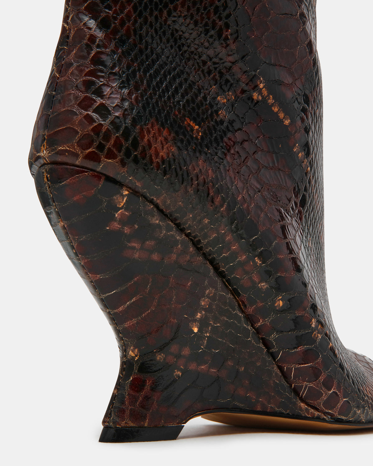 RYLIX Brown Snake Wedge Peep-Toe Women's Ankle Boot