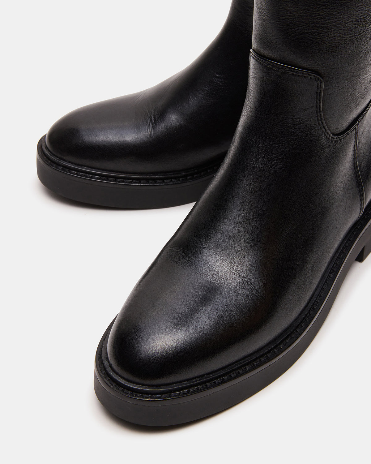 RADKE Black Leather Knee-High Rounded Toe Riding Women's Boot