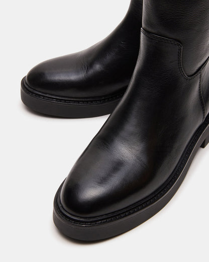 RADKE Black Leather Knee-High Rounded Toe Riding Women's Boot