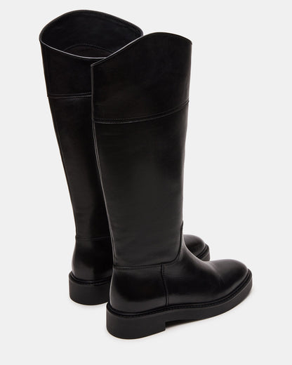 RADKE Black Leather Knee-High Rounded Toe Riding Women's Boot