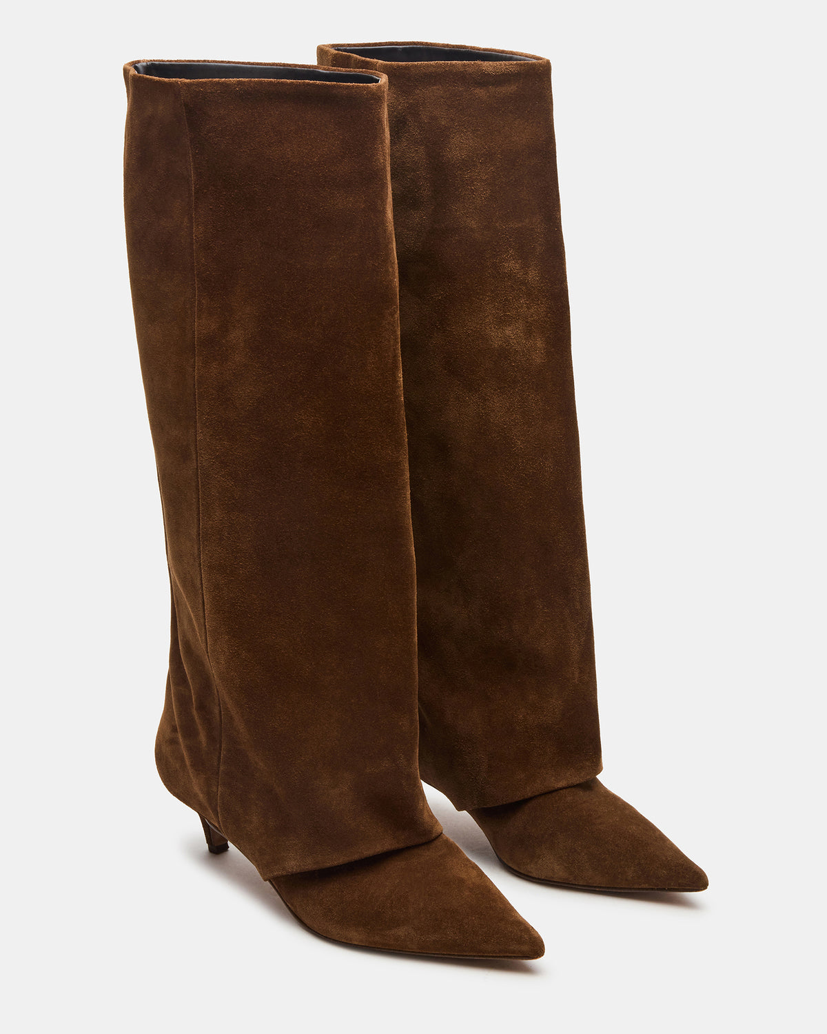 LUCA Chestnut Suede Pointed-Toe Cuffed Kitten Heel Women's Boot