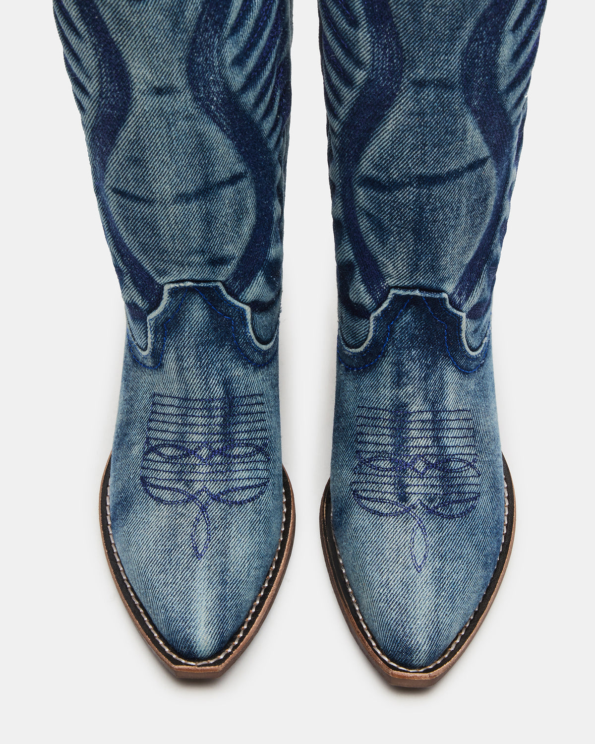 ALBANY Denim Fabric Wide Calf Pointed-Toe Women's Western Boot