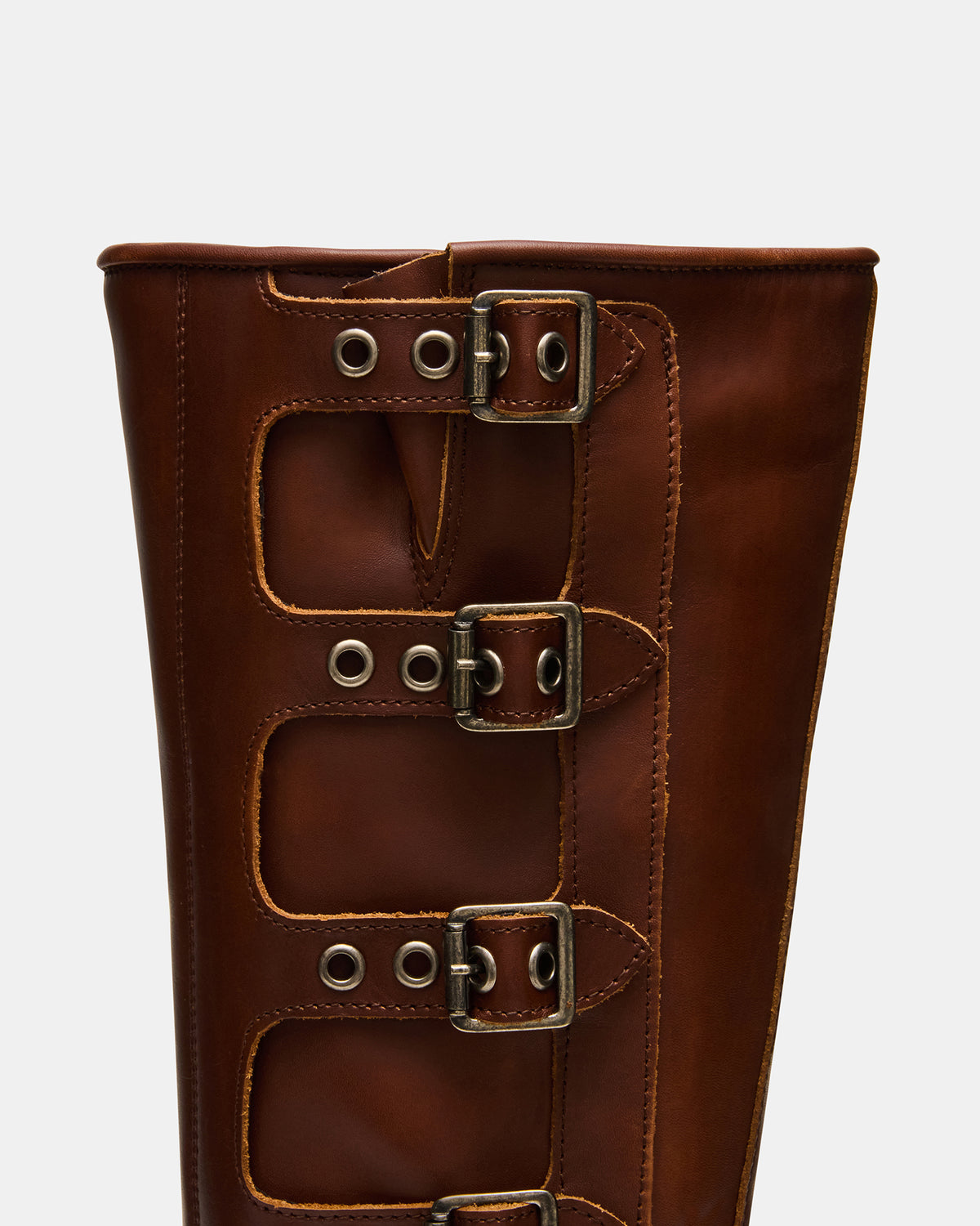 ROCKY Cognac Distressed Wide Calf Knee-High Moto Women's Boot