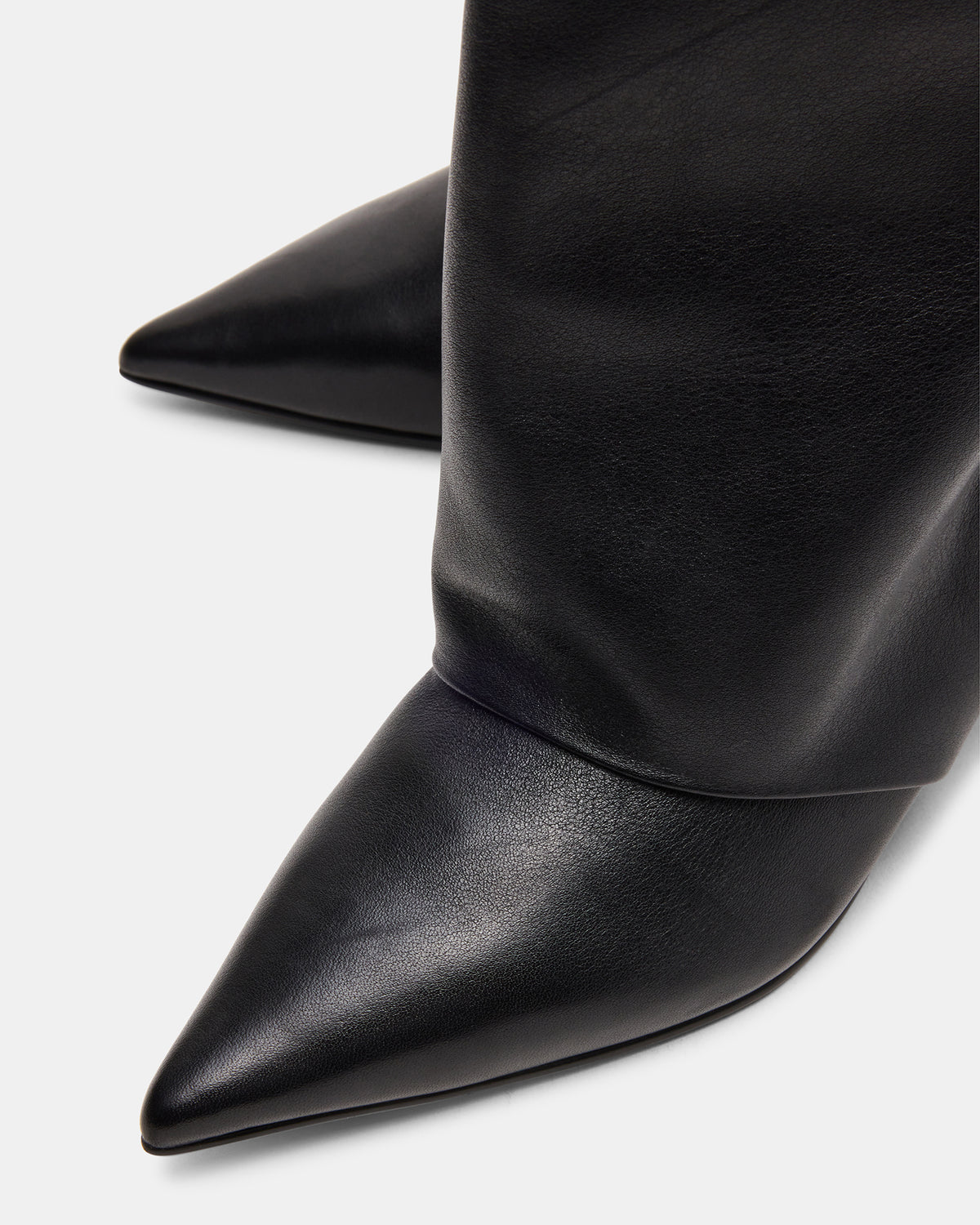 LUCA Black Leather Pointed-Toe Cuffed Kitten Heel Women's Boot