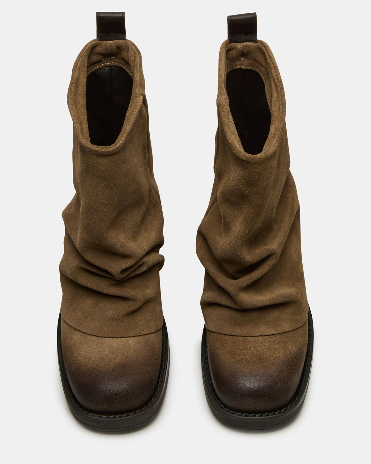 BENJI Taupe Suede Cuffed Fold-Over Moto Buckle Women's Ankle Boot