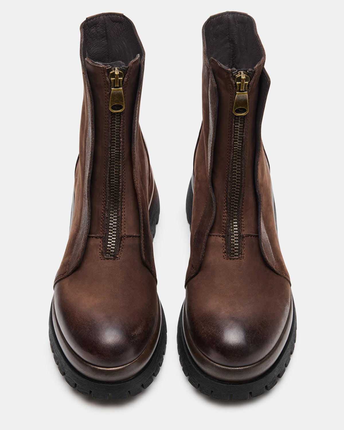 MILTON Brown Leather Moto Women's Ankle Boot