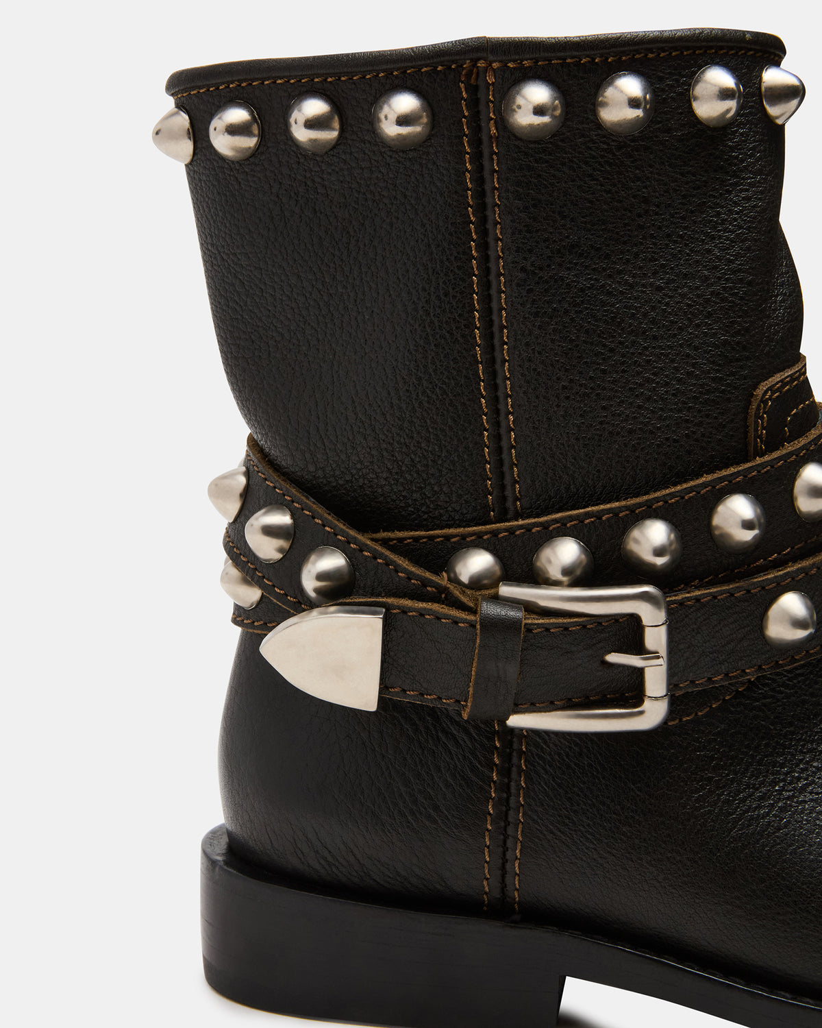 ORBIT Black Distressed Gold Detail Moto Women's Ankle Boot