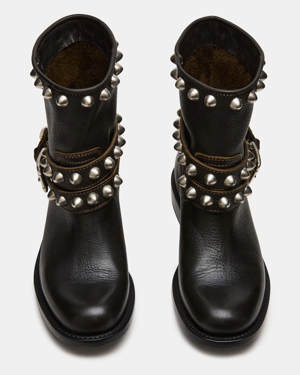 ORBIT Black Distressed Gold Detail Moto Women's Ankle Boot