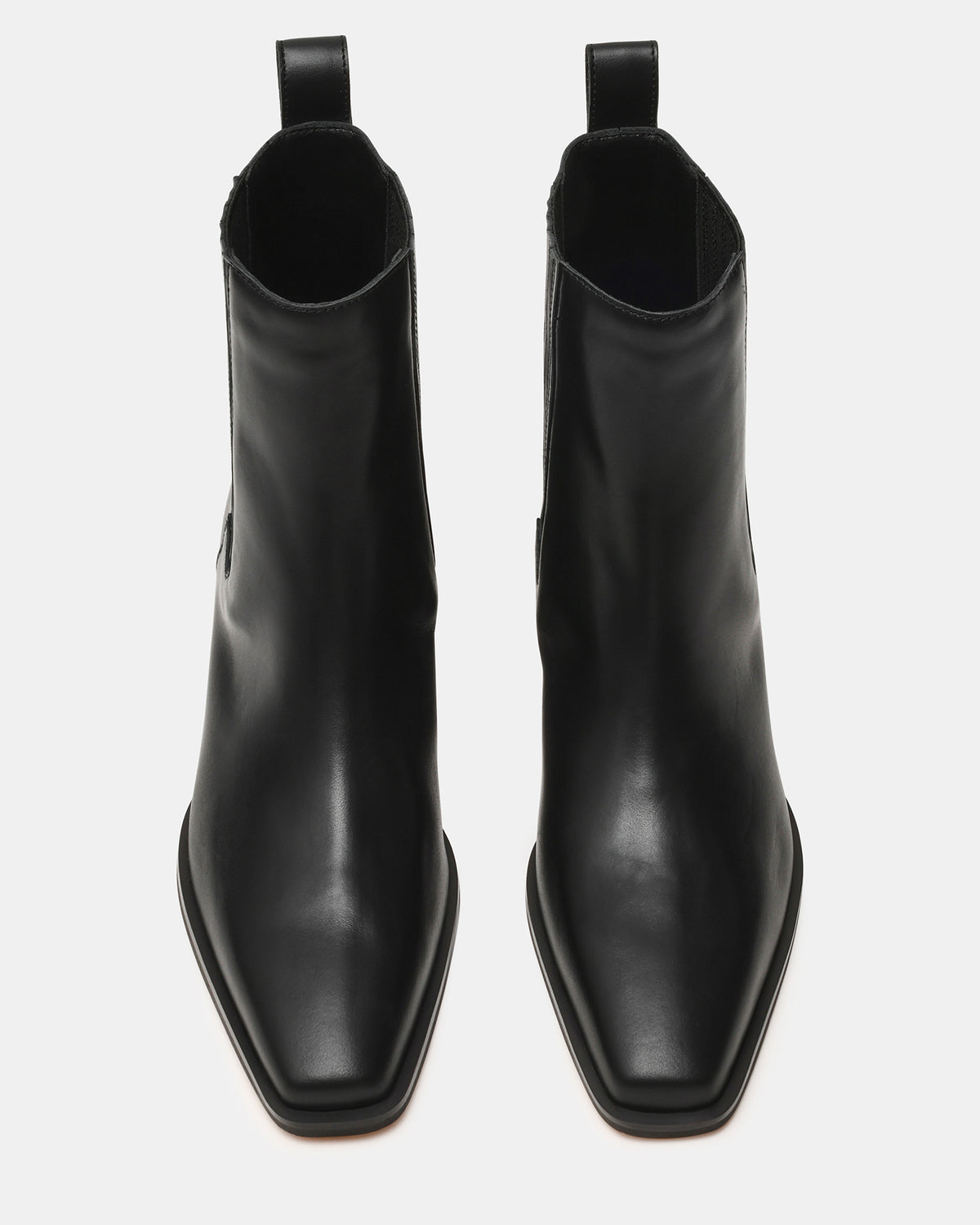 DARSEN Black Leather Square-Toe Block Heel Women's Ankle Boot