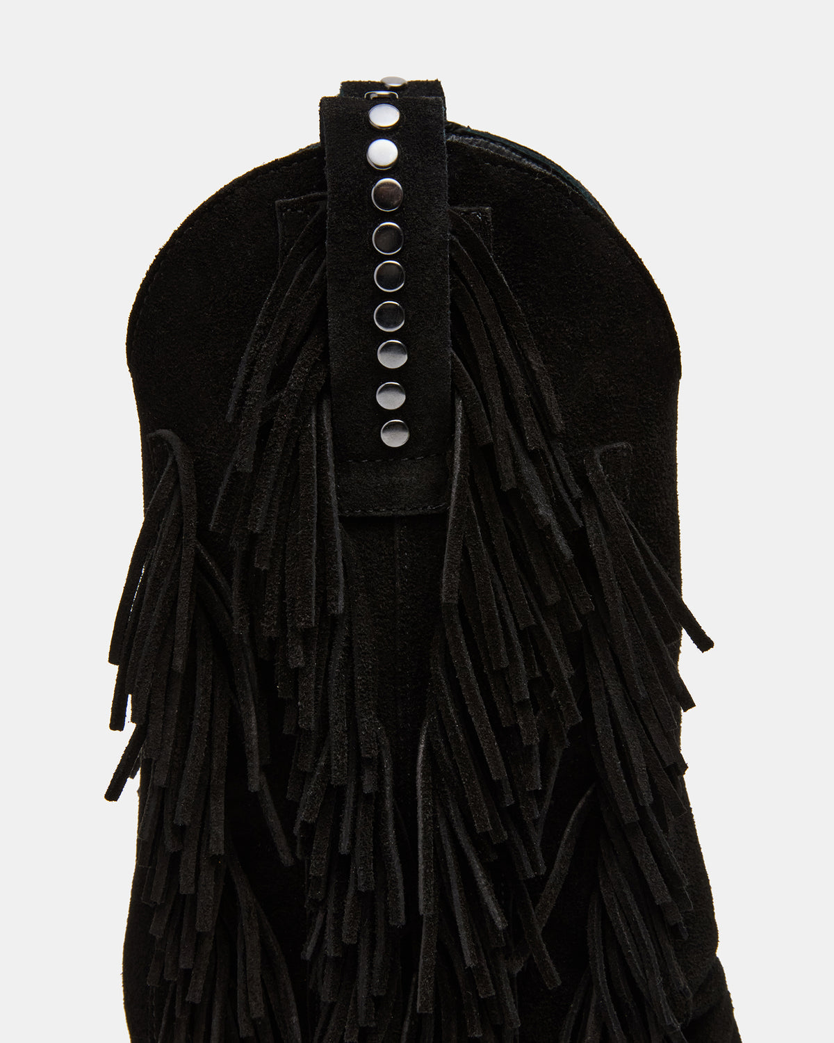 LANDMARK Black Suede Cuffed Fringe Western Women's Ankle Boot