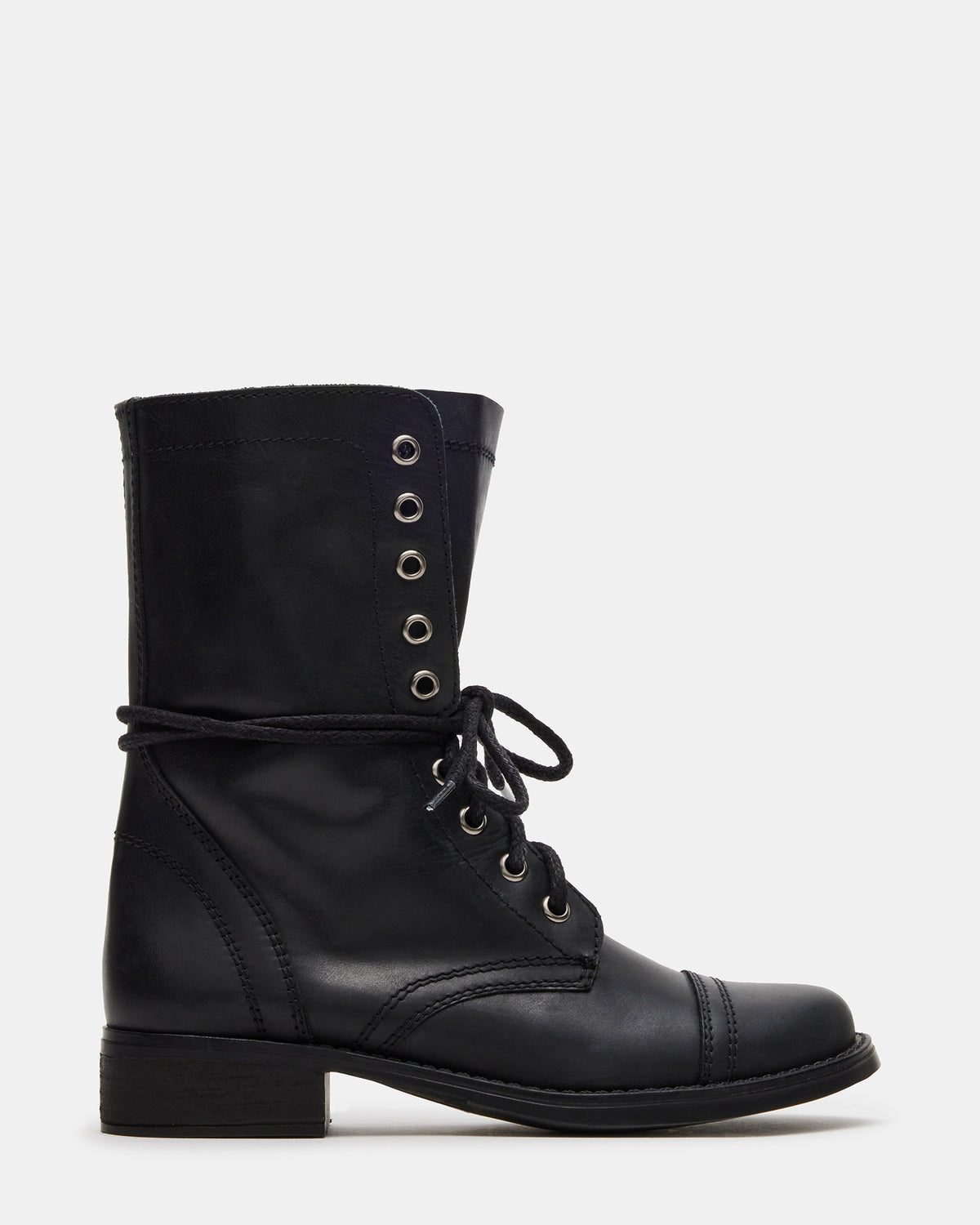 TROOPA3.0 Black Leather Women's Moto Combat Ankle Boot