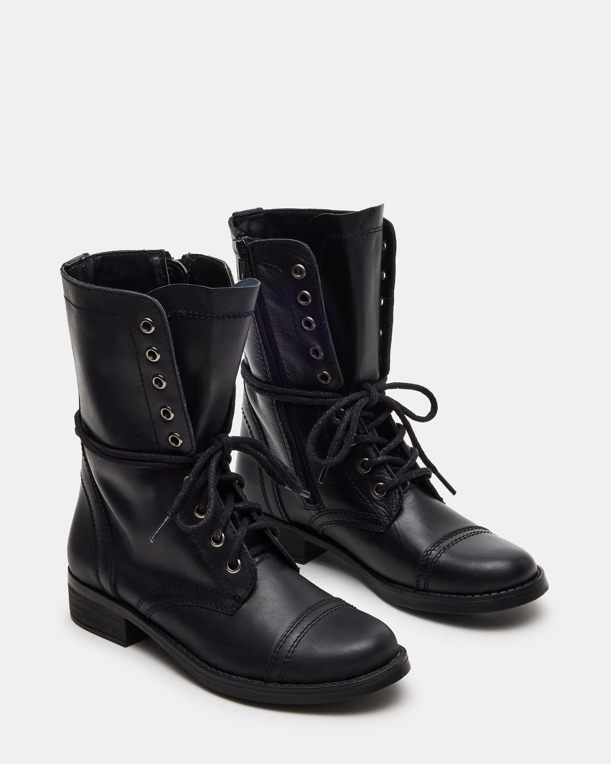 TROOPA3.0 Black Leather Women's Moto Combat Ankle Boot
