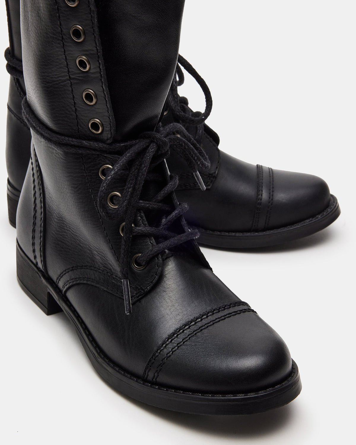 TROOPA3.0 Black Leather Women's Moto Combat Ankle Boot