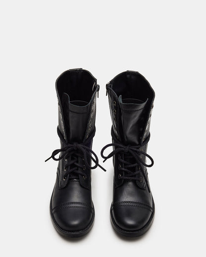 TROOPA3.0 Black Leather Women's Moto Combat Ankle Boot