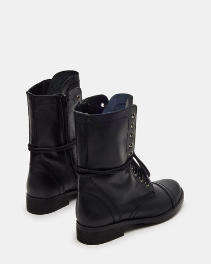 TROOPA3.0 Black Leather Women's Moto Combat Ankle Boot