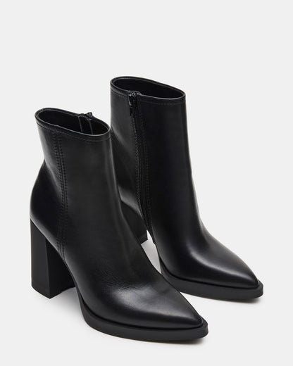 HARDEN Black Leather Women's Pointed-Toe Ankle Boot