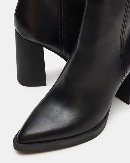 HARDEN Black Leather Women's Pointed-Toe Ankle Boot