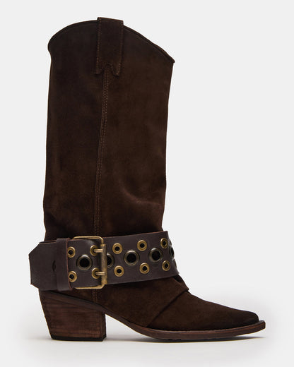 ASHWOOD Brown Suede Pointed-Toe Western Women's Boot