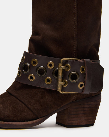 ASHWOOD Brown Suede Pointed-Toe Western Women's Boot