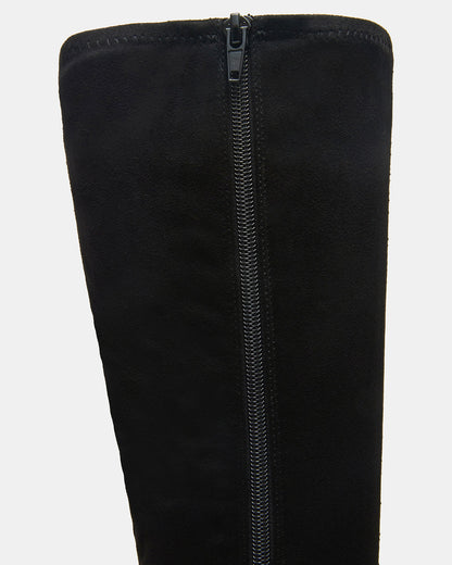 TWAIN Black Knee-High Block Heel Women's Boot