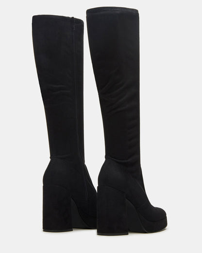 TWAIN Black Knee-High Block Heel Women's Boot