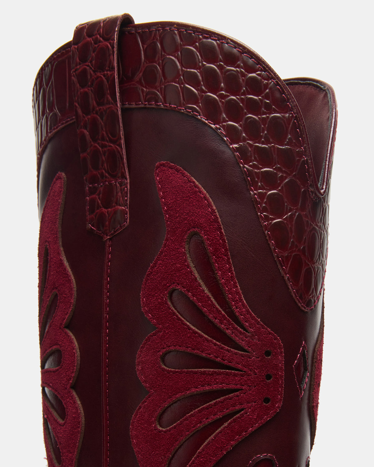 KAZ Burgundy Pointed-Toe Knee-High Block Heel Western Women's Boot