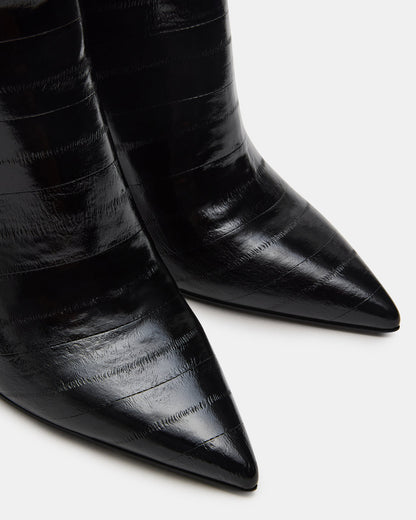 NITRO Black Eel Pointed-Toe Stiletto Heel Knee-High Women's Boots