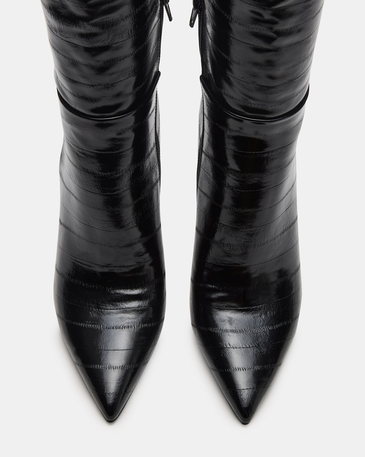 NITRO Black Eel Pointed-Toe Stiletto Heel Knee-High Women's Boots