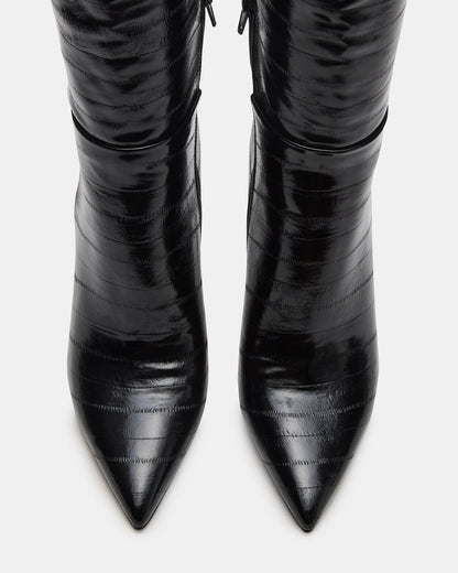 NITRO Black Eel Pointed-Toe Stiletto Heel Knee-High Women's Boots