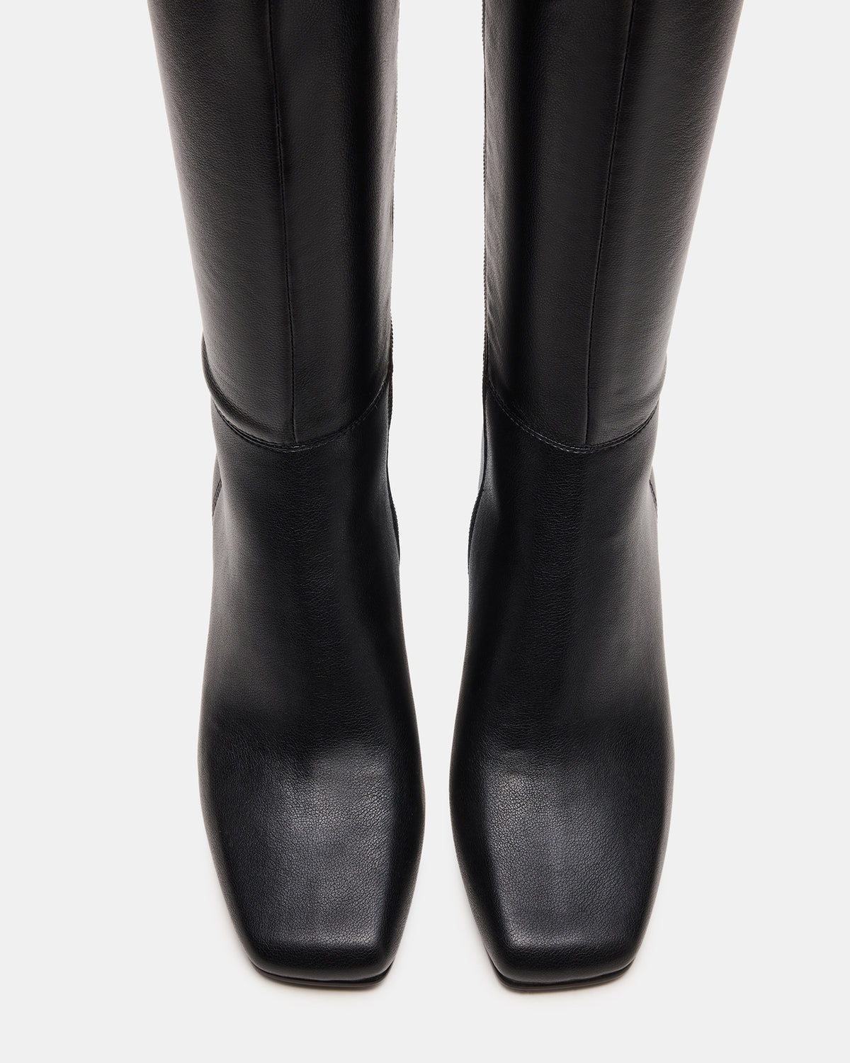 ELLIOT Black Square-Toe Knee-High Block Heel Women's Boot
