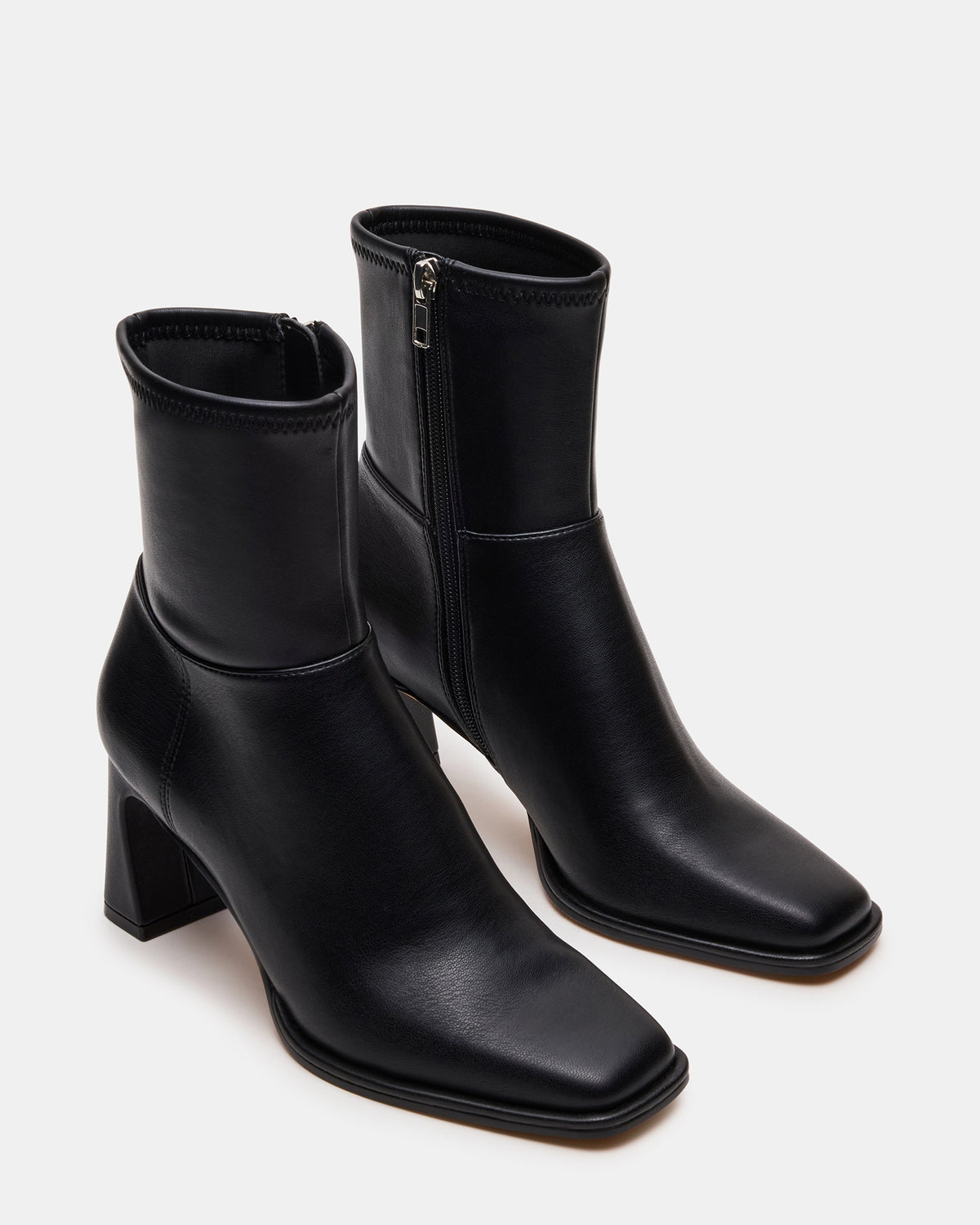 HARP Black Square-Toe Block Heel Women's Ankle Boot