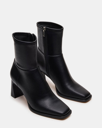 HARP Black Square-Toe Block Heel Women's Ankle Boot