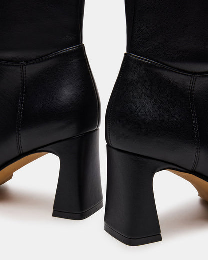 HARP Black Square-Toe Block Heel Women's Ankle Boot