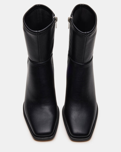 HARP Black Square-Toe Block Heel Women's Ankle Boot